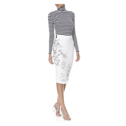 STRIPED TURTLENECK TOP WITH LACE BACK - THE BOX BOUTIQUE