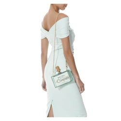 SAVE WATER DRINK CHAMPAGNE CLUTCH TRANSPARENT GREEN - THE BOX BOUTIQUE