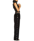 TROUSERS WITH SIDE BUTTONS IN BLACK - THE BOX BOUTIQUE