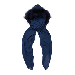 FUR LINED HOOD IN MIDNIGHT BLUE - THE BOX BOUTIQUE