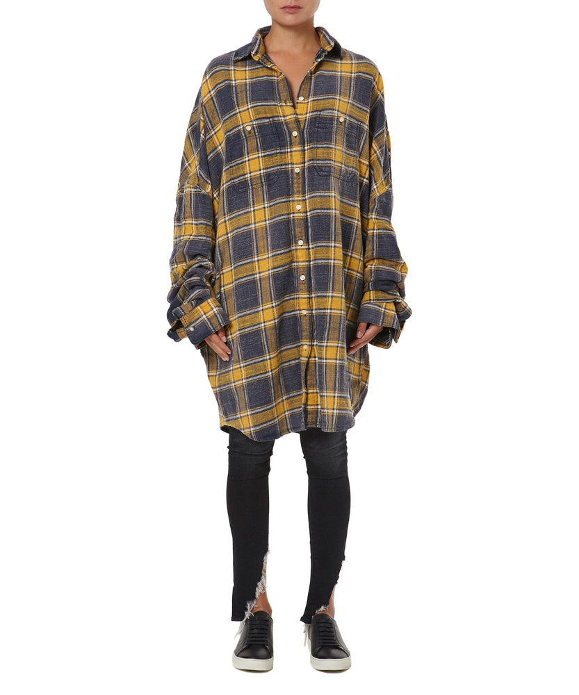 SCRUNCHED SLEEVE OVERSIZED SHIRT - THE BOX BOUTIQUE