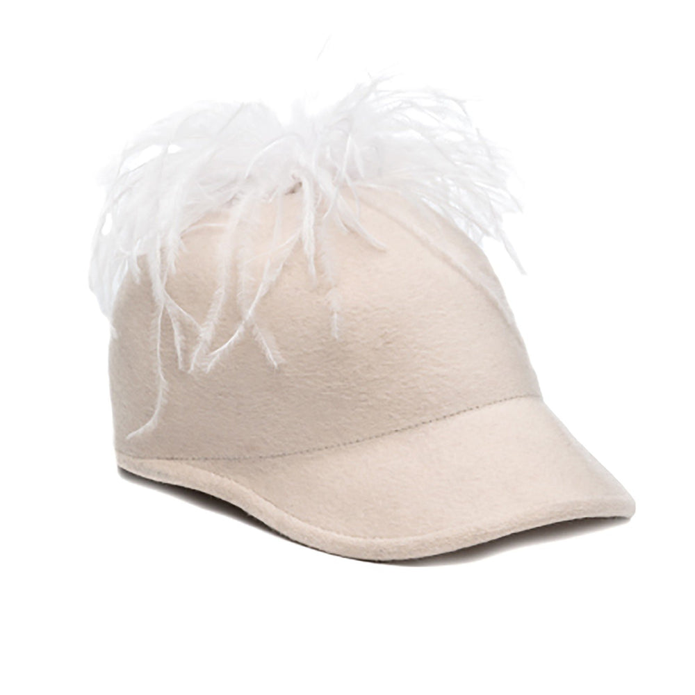 BO BRUSH WOOL FELT BASEBALL CAP IN WHITE - THE BOX BOUTIQUE
